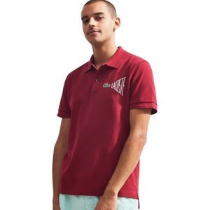 Lacoste Graphic Animation Polo Shirt Alligator Logo Red Large